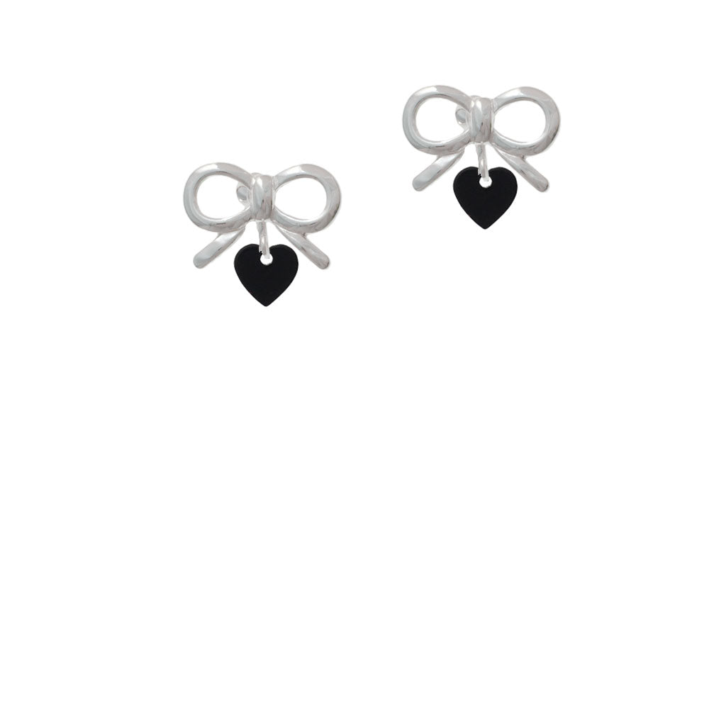 Acrylic 5/16" Black Heart Crystal Clip On Earrings Image 9