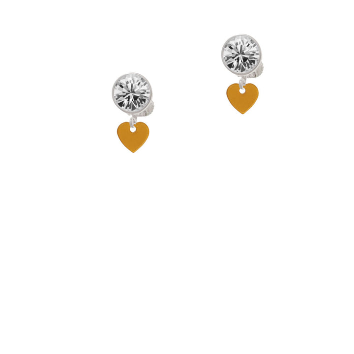 Acrylic 5/16" Gold Tone Heart Crystal Clip On Earrings Image 2