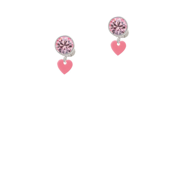 Acrylic 5/16" Pink Heart Crystal Clip On Earrings Image 4