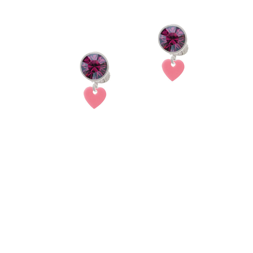 Acrylic 5/16" Pink Heart Crystal Clip On Earrings Image 8