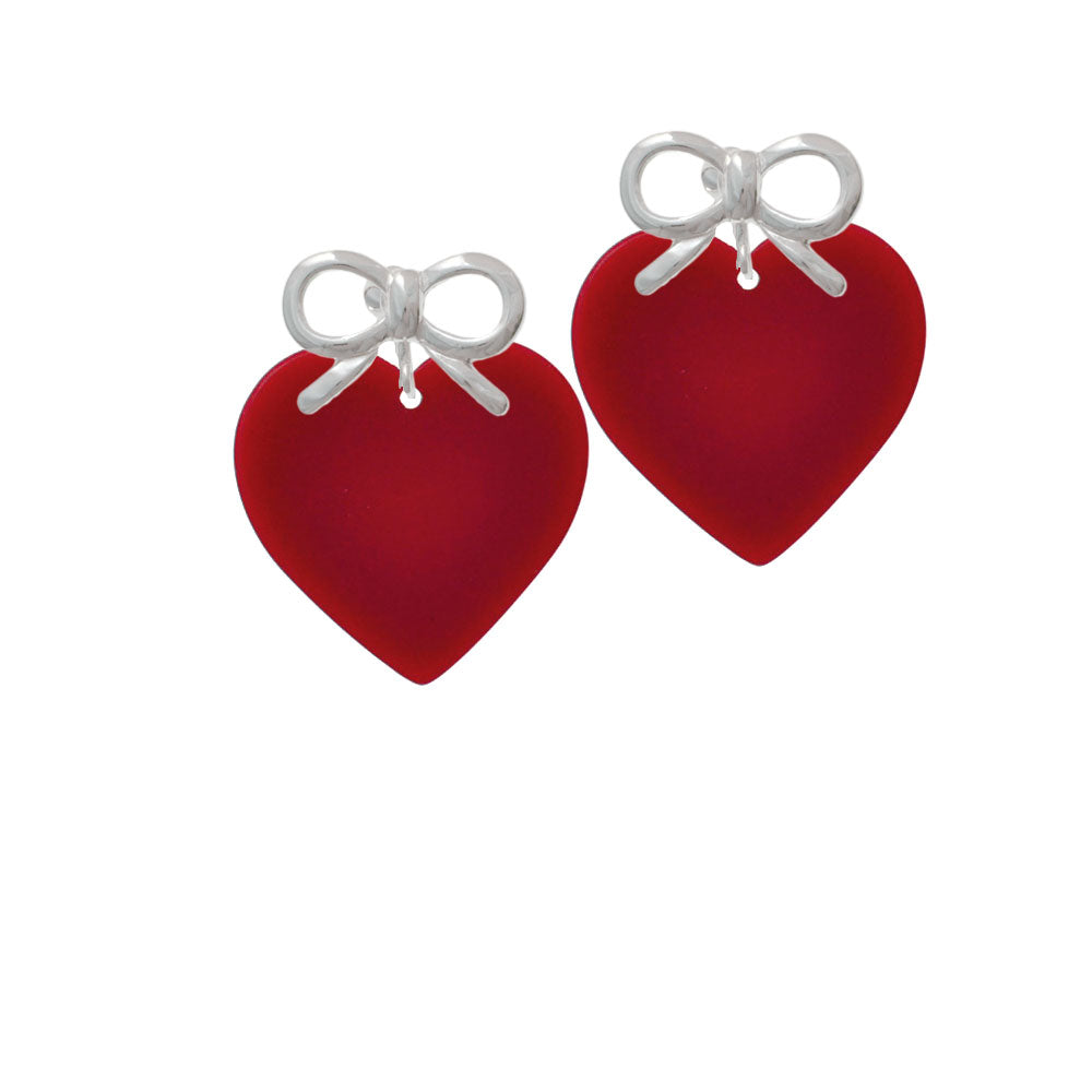 Acrylic 1" Maroon Heart Crystal Clip On Earrings Image 9