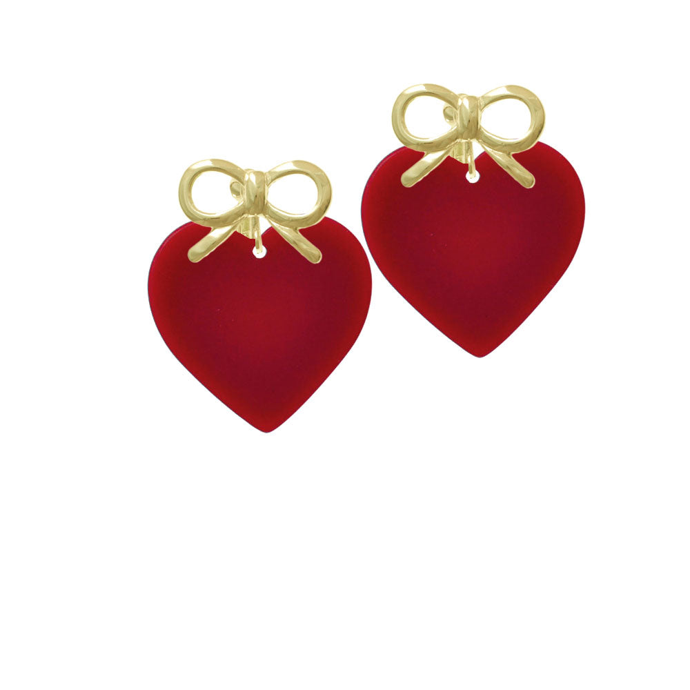 Acrylic 1" Maroon Heart Crystal Clip On Earrings Image 10