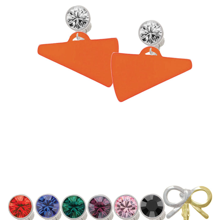 Acrylic 1.25" Orange Megaphone Crystal Clip On Earrings Image 1