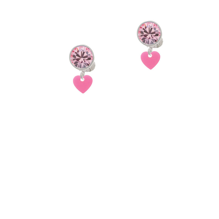 Acrylic 5/16" Hot Pink Heart Crystal Clip On Earrings Image 4