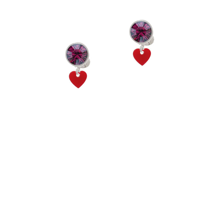 Acrylic 5/16" Maroon Heart Crystal Clip On Earrings Image 8