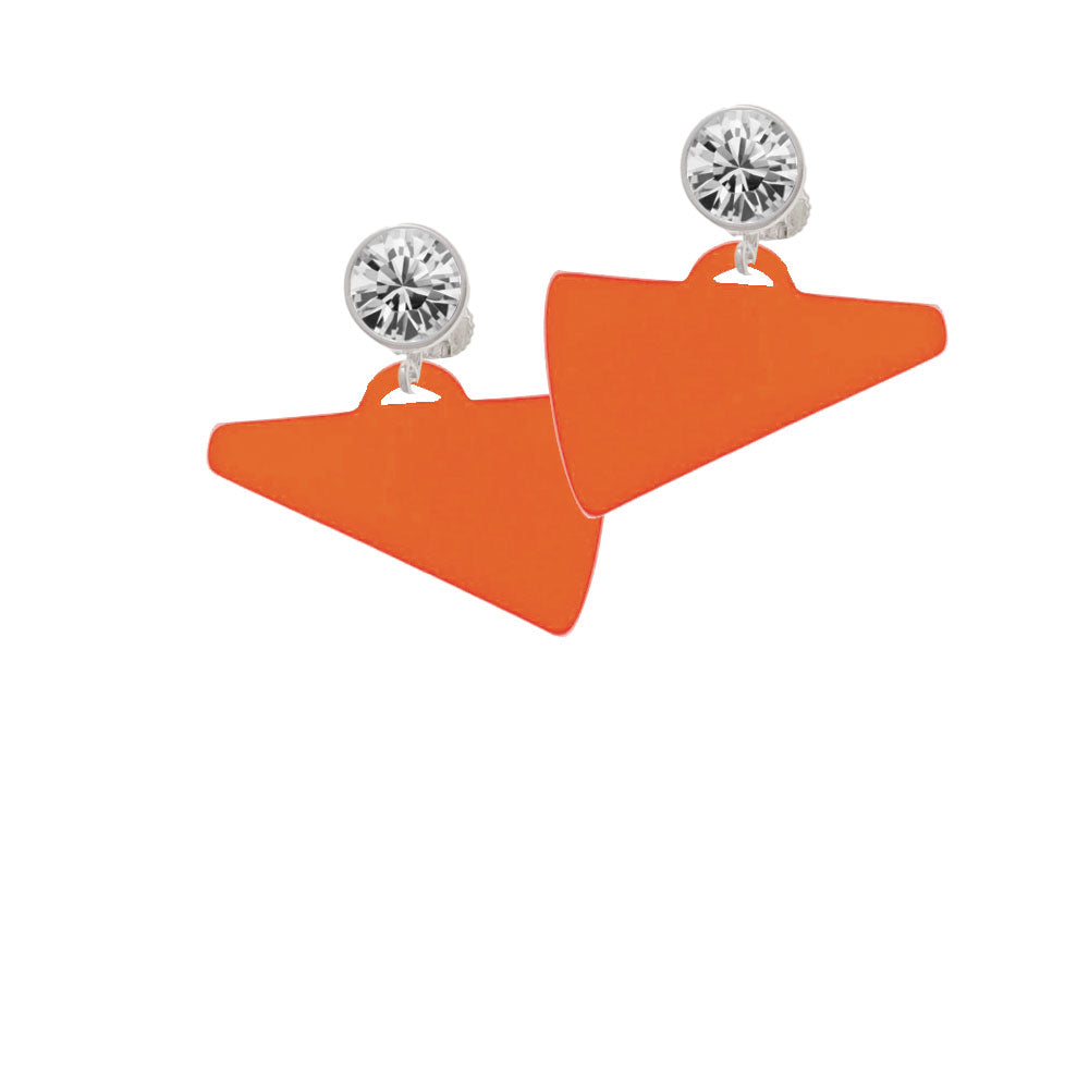 Acrylic 1.25" Orange Megaphone Crystal Clip On Earrings Image 2