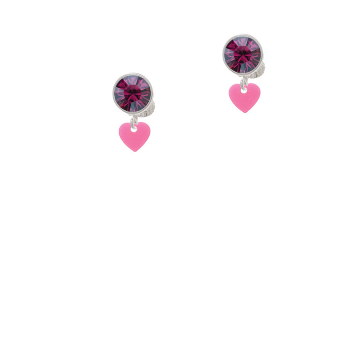 Acrylic 5/16" Hot Pink Heart Crystal Clip On Earrings Image 8