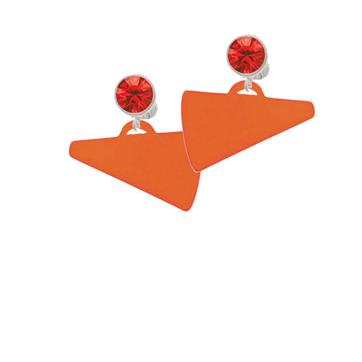 Acrylic 1.25" Orange Megaphone Crystal Clip On Earrings Image 4