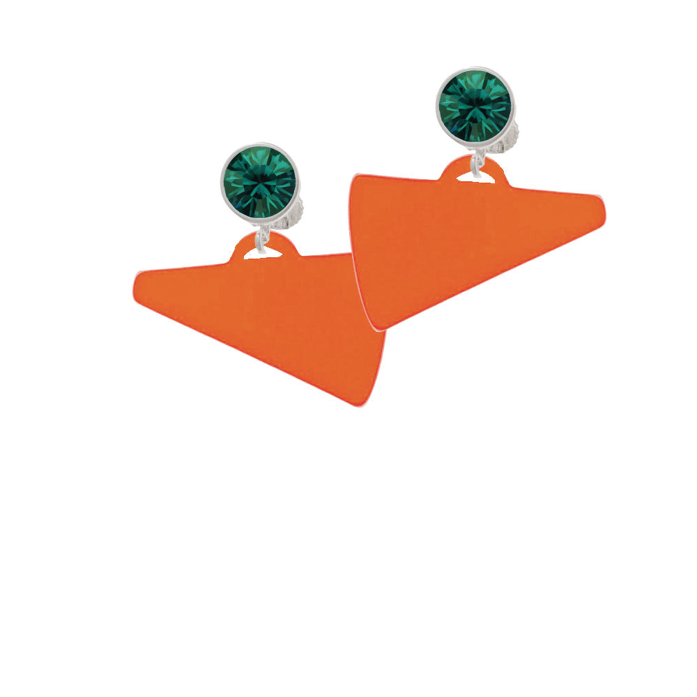 Acrylic 1.25" Orange Megaphone Crystal Clip On Earrings Image 6