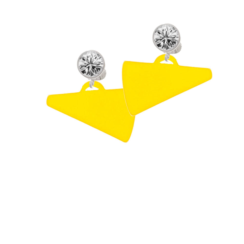 Acrylic 1.25" Yellow Megaphone Crystal Clip On Earrings Image 2