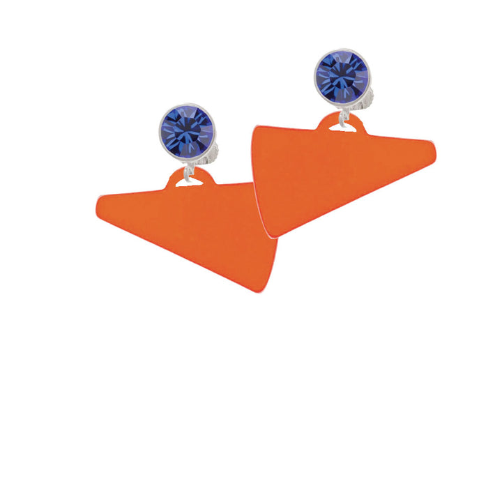 Acrylic 1.25" Orange Megaphone Crystal Clip On Earrings Image 7