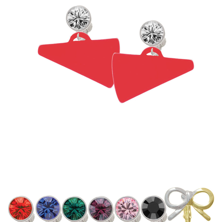 Acrylic 1.25" Red Megaphone Crystal Clip On Earrings Image 1