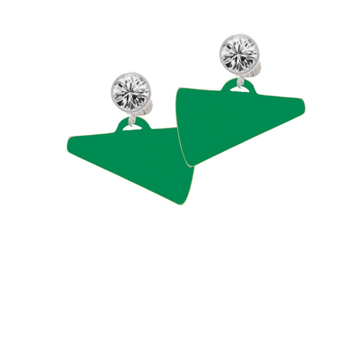 Acrylic 1.25" Green Megaphone Crystal Clip On Earrings Image 1