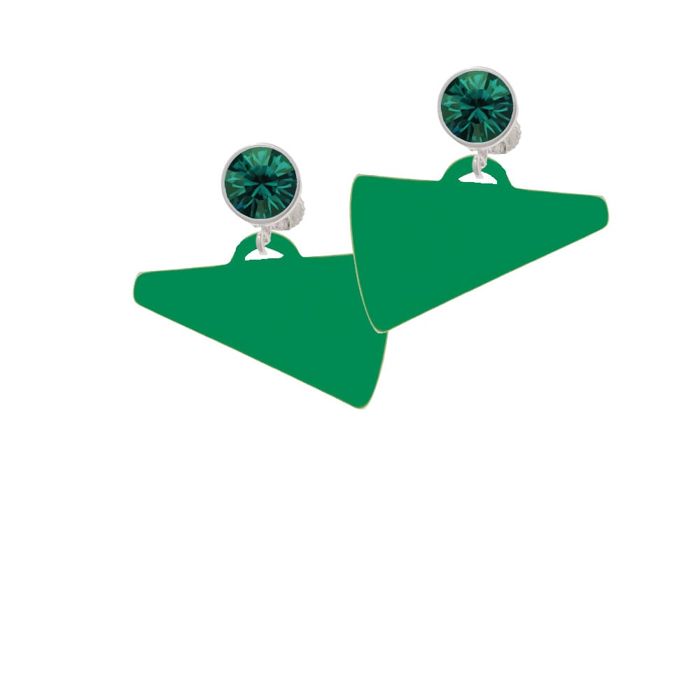 Acrylic 1.25" Green Megaphone Crystal Clip On Earrings Image 6