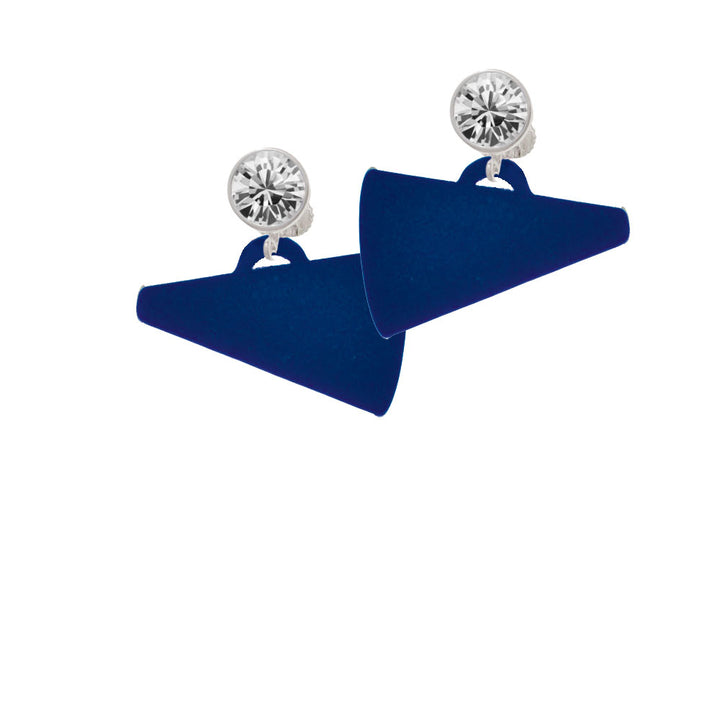 Acrylic 1.25" Navy Megaphone Crystal Clip On Earrings Image 2