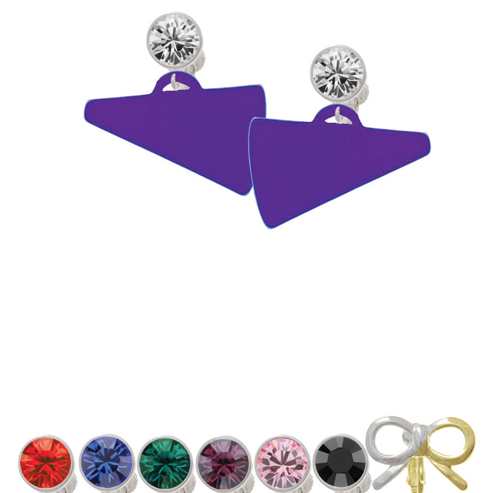 Acrylic 1.25" Purple Megaphone Crystal Clip On Earrings Image 1