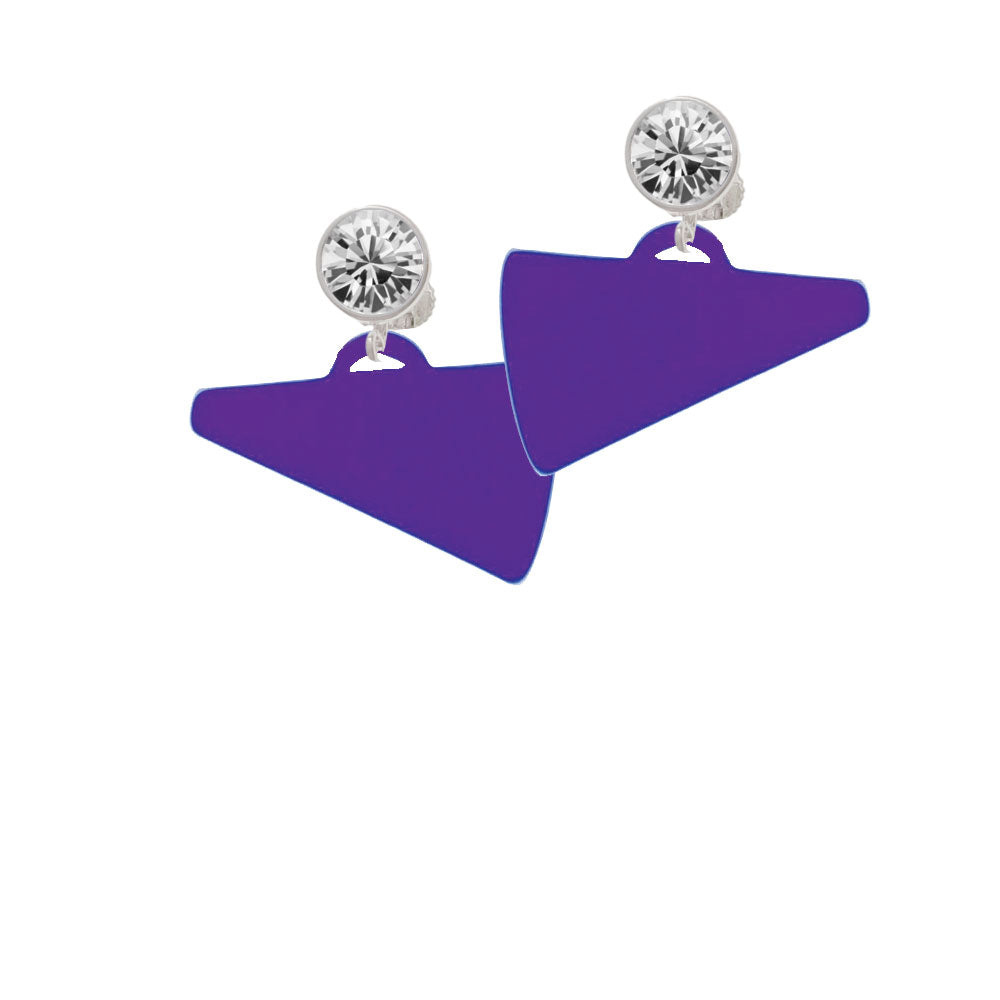 Acrylic 1.25" Purple Megaphone Crystal Clip On Earrings Image 2