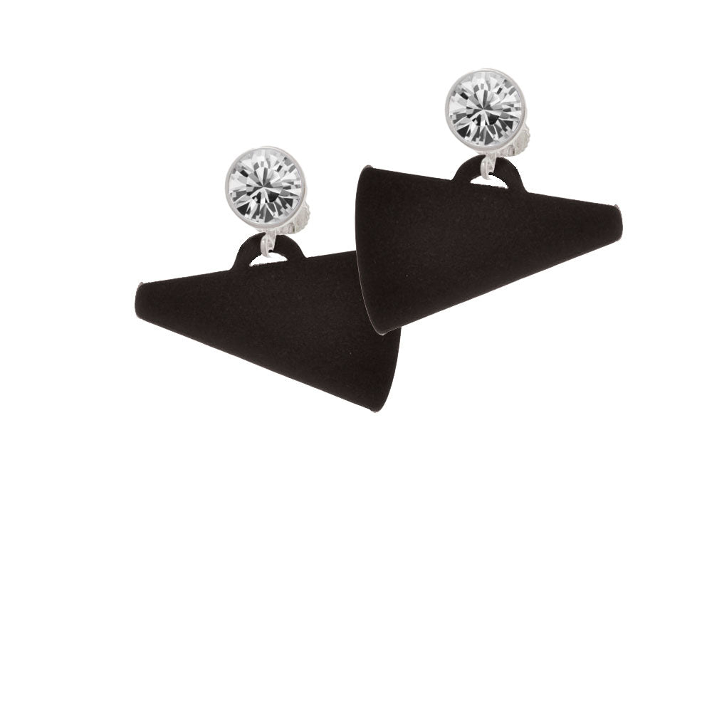 Acrylic 1.25" Black Megaphone Crystal Clip On Earrings Image 2