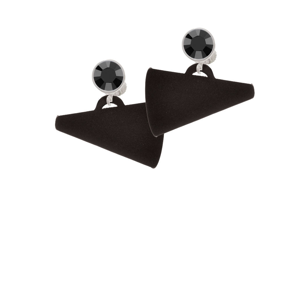 Acrylic 1.25" Black Megaphone Crystal Clip On Earrings Image 3