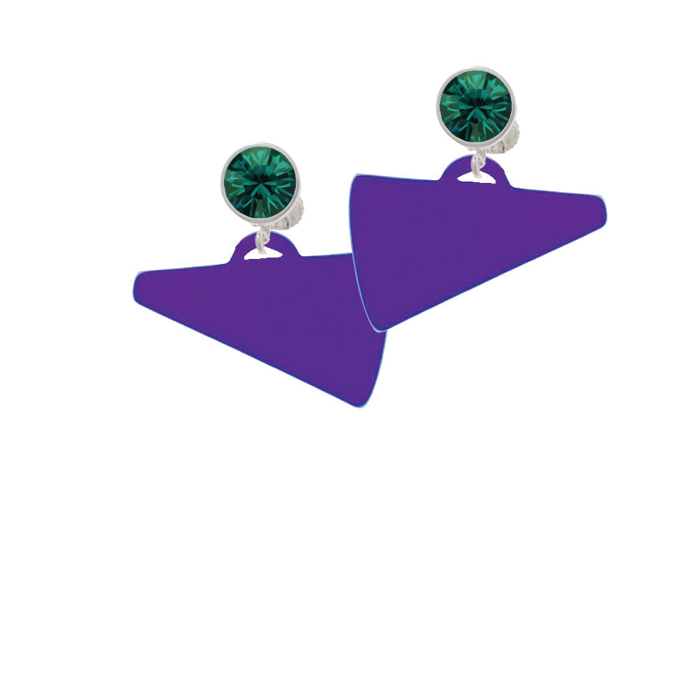 Acrylic 1.25" Purple Megaphone Crystal Clip On Earrings Image 6