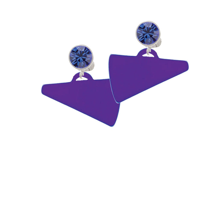 Acrylic 1.25" Purple Megaphone Crystal Clip On Earrings Image 7