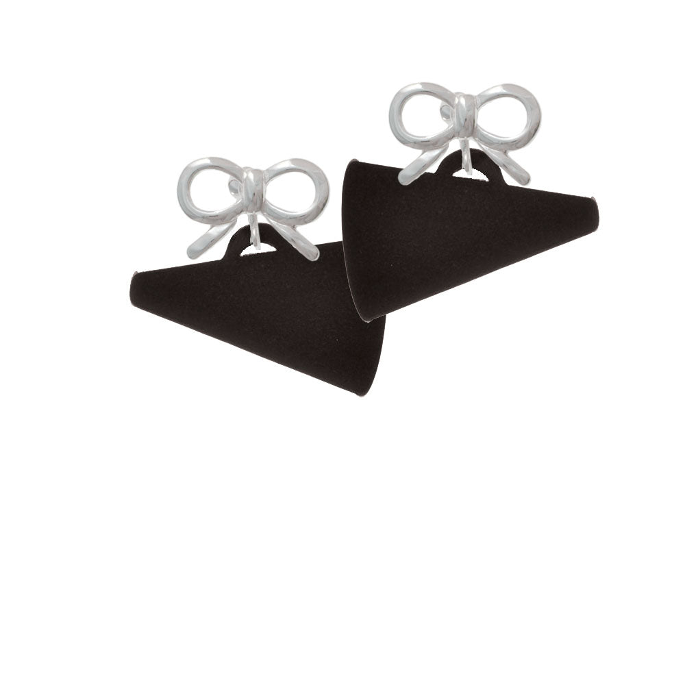 Acrylic 1.25" Black Megaphone Crystal Clip On Earrings Image 9