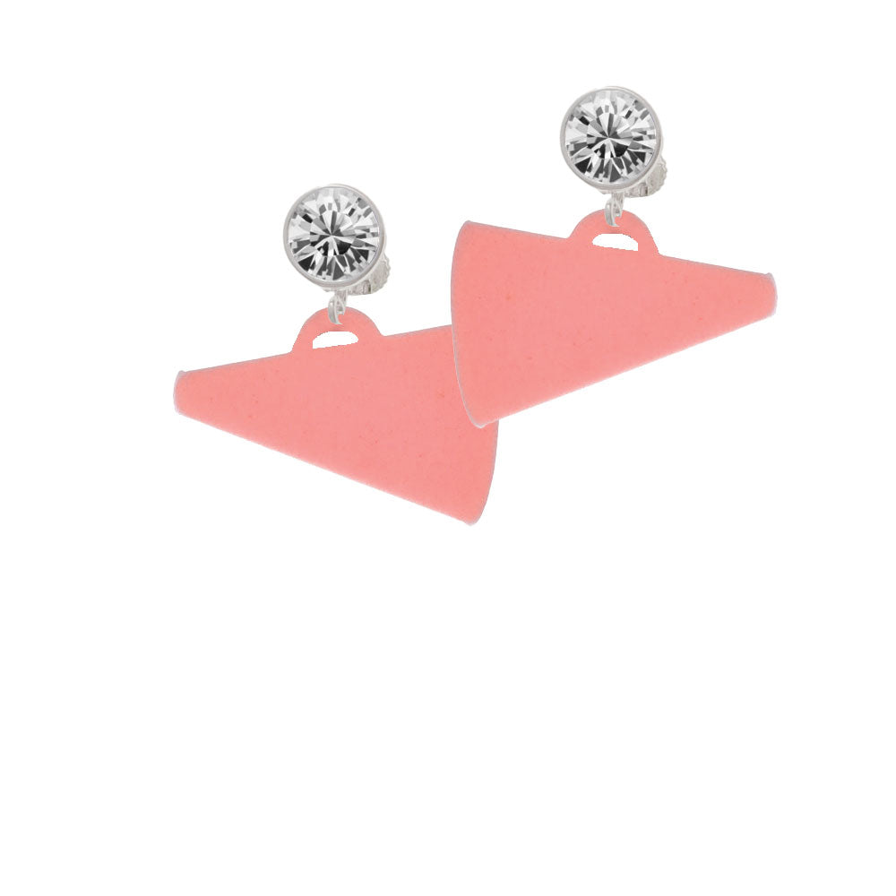 Acrylic 1.25" Pink Megaphone Crystal Clip On Earrings Image 2