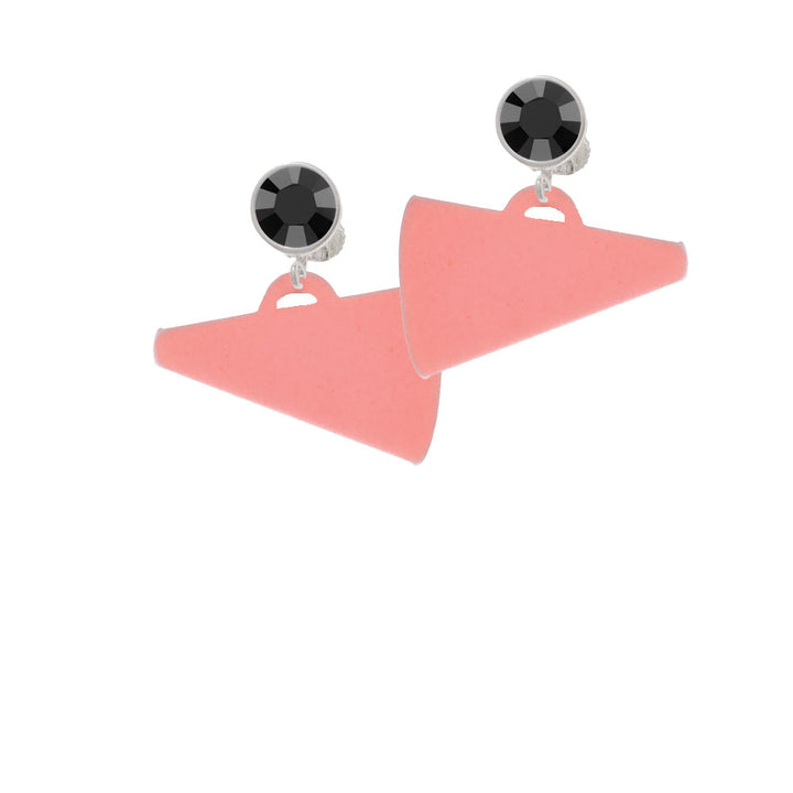 Acrylic 1.25" Pink Megaphone Crystal Clip On Earrings Image 3