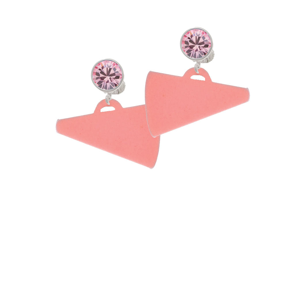 Acrylic 1.25" Pink Megaphone Crystal Clip On Earrings Image 4