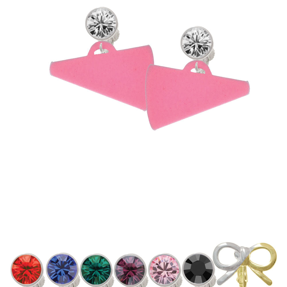 Acrylic 1.25" Hot Pink Megaphone Crystal Clip On Earrings Image 1