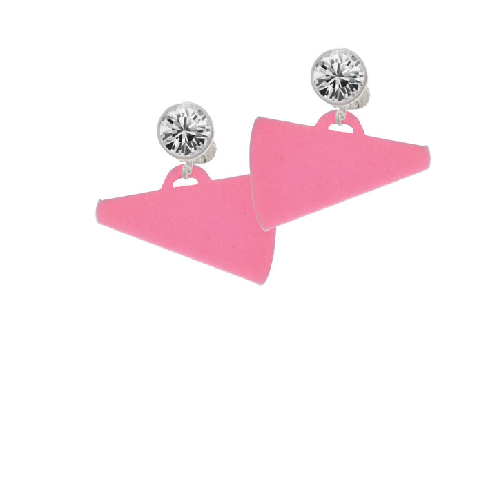 Acrylic 1.25" Hot Pink Megaphone Crystal Clip On Earrings Image 2