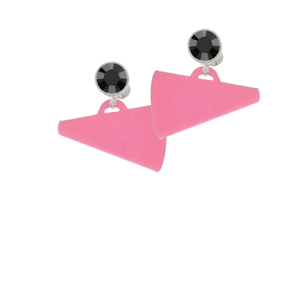 Acrylic 1.25" Hot Pink Megaphone Crystal Clip On Earrings Image 3