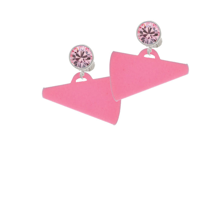 Acrylic 1.25" Hot Pink Megaphone Crystal Clip On Earrings Image 4