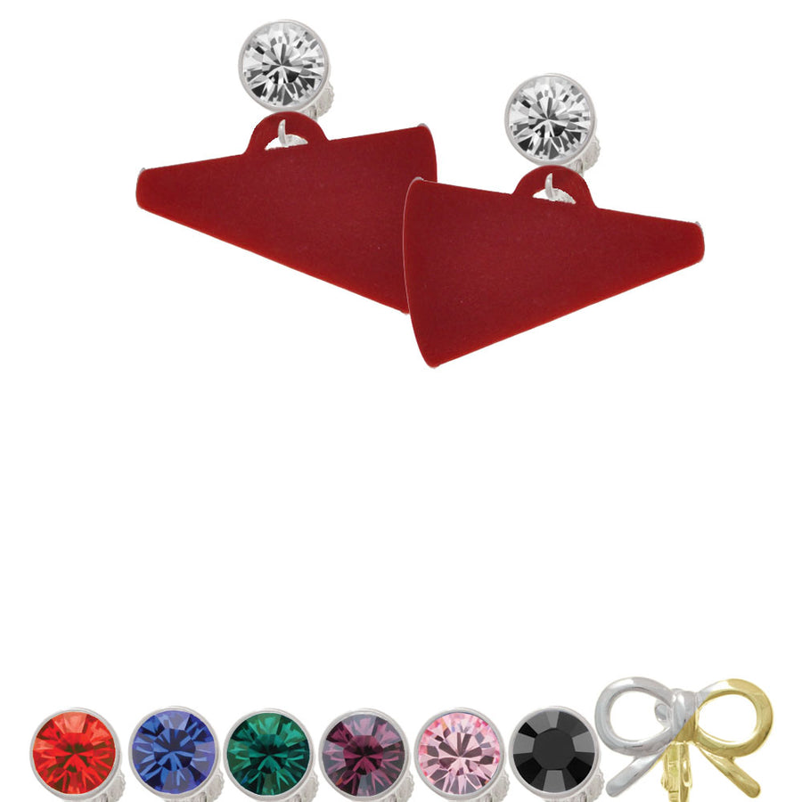 Acrylic 1.25" Maroon Megaphone Crystal Clip On Earrings Image 1