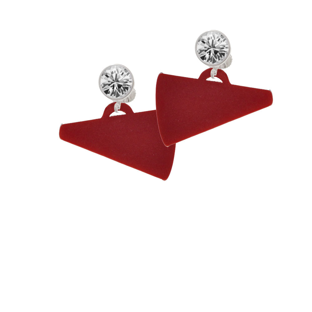 Acrylic 1.25" Maroon Megaphone Crystal Clip On Earrings Image 2