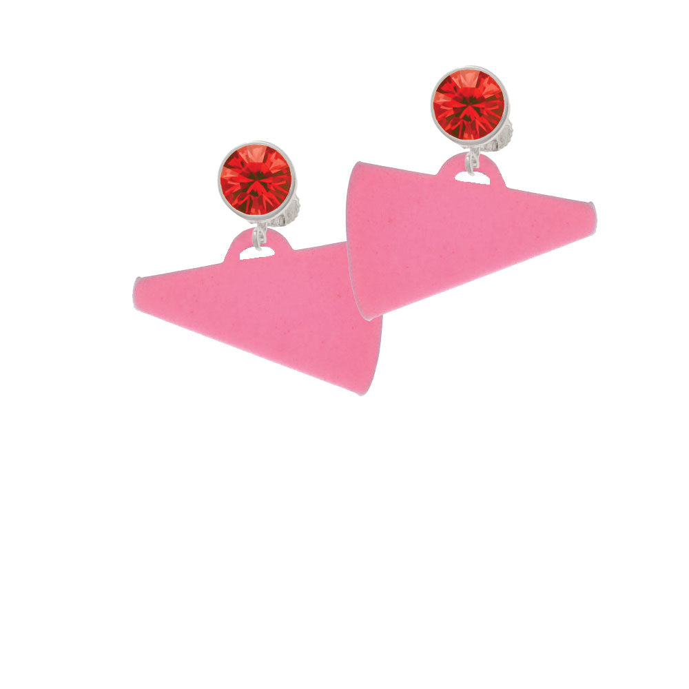 Acrylic 1.25" Hot Pink Megaphone Crystal Clip On Earrings Image 4