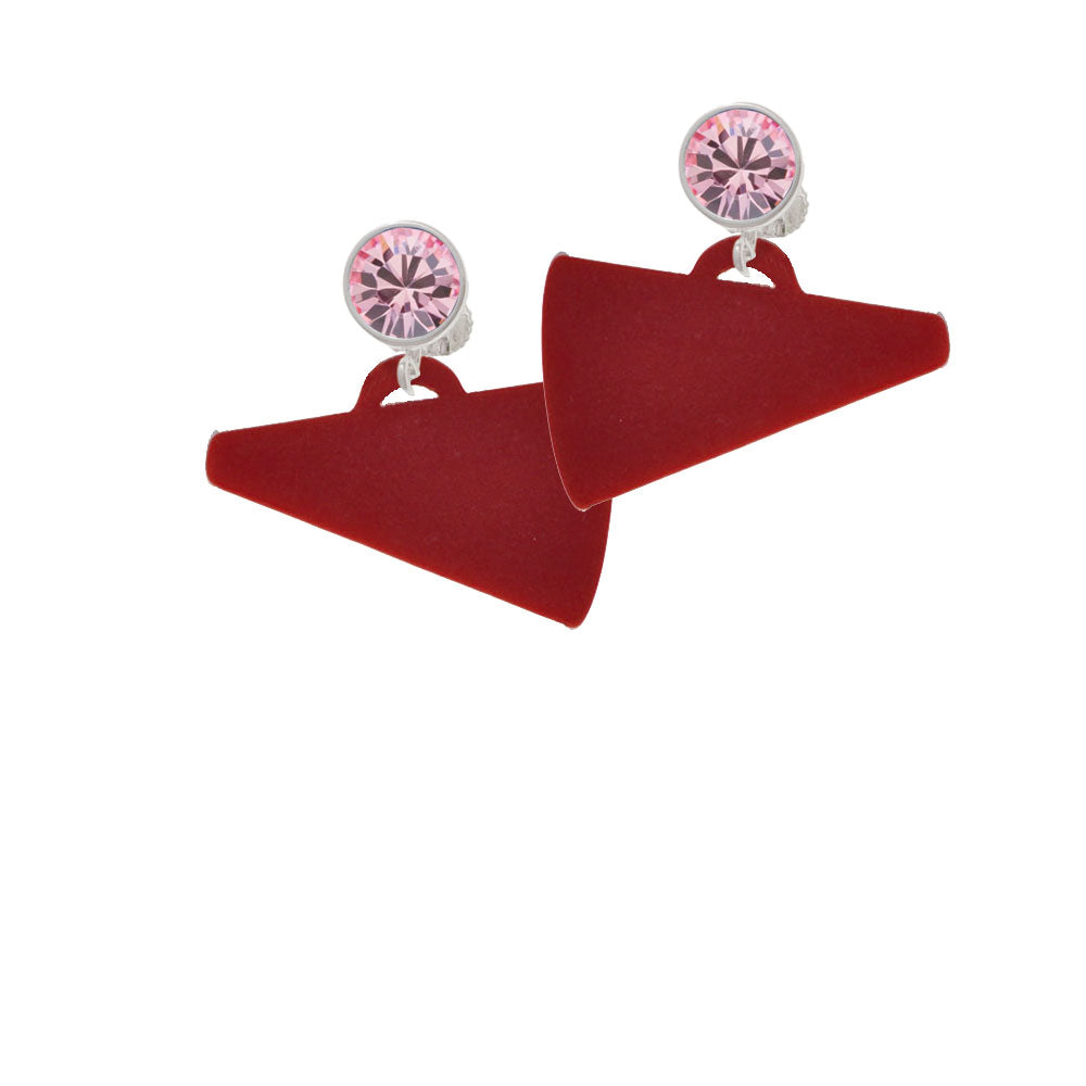 Acrylic 1.25" Maroon Megaphone Crystal Clip On Earrings Image 4