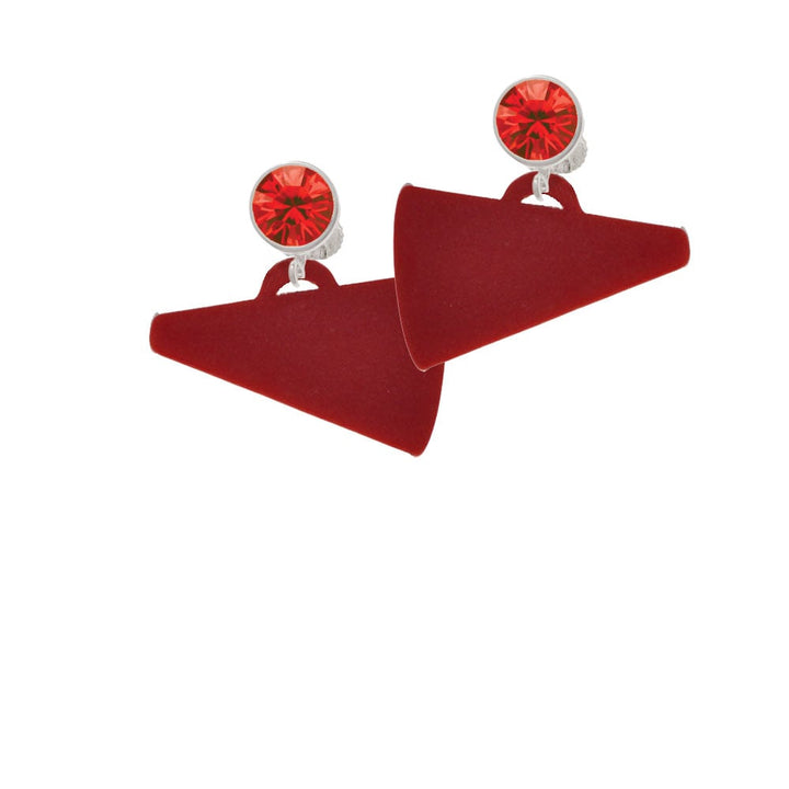 Acrylic 1.25" Maroon Megaphone Crystal Clip On Earrings Image 1