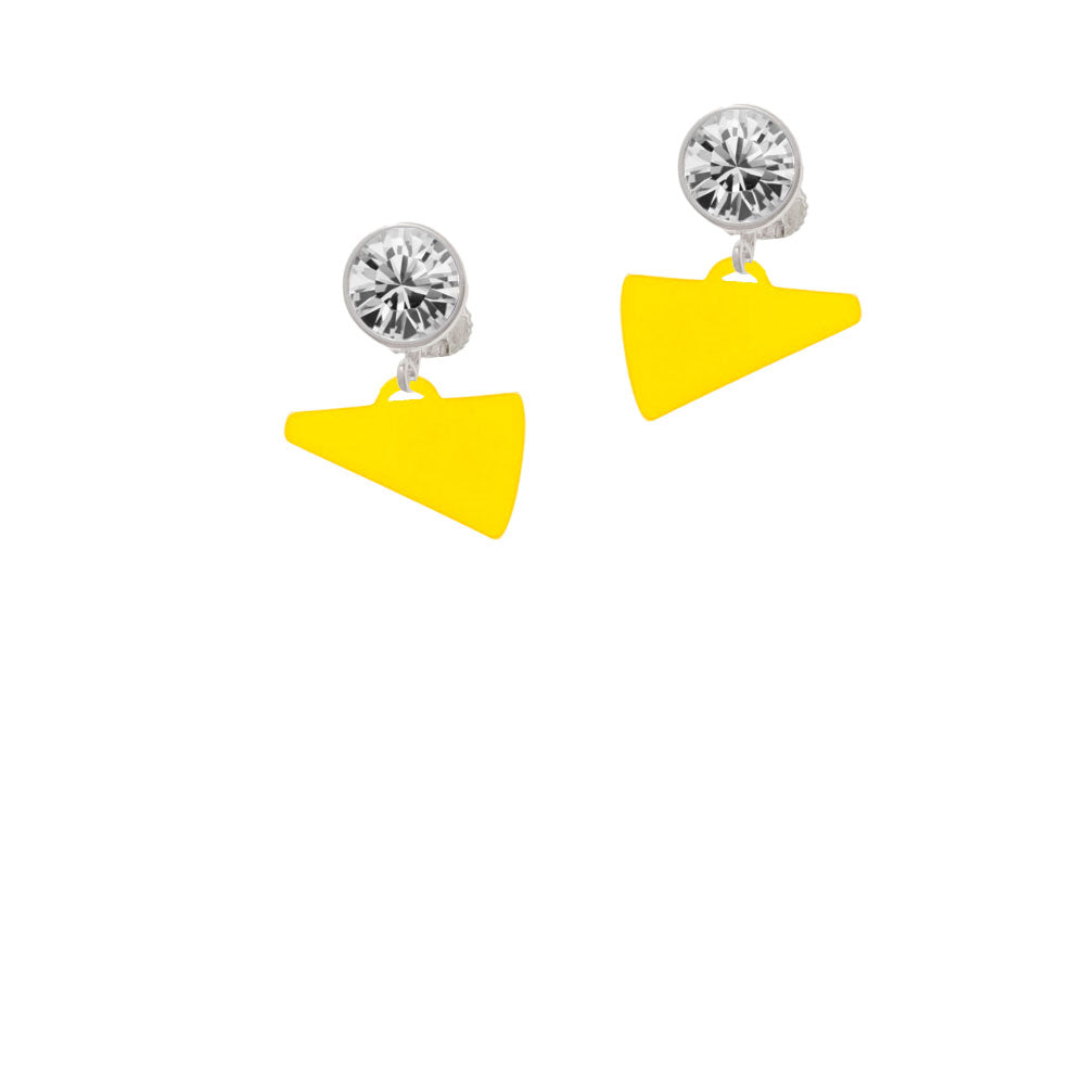 Acrylic 3/4" Yellow Megaphone Crystal Clip On Earrings Image 2