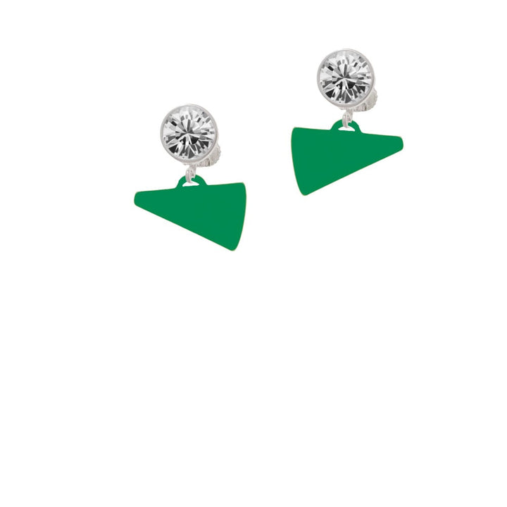 Acrylic 3/4" Green Megaphone Crystal Clip On Earrings Image 2