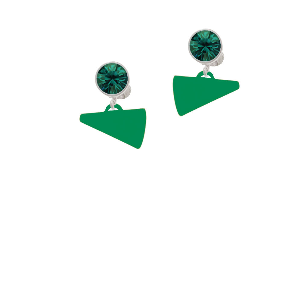 Acrylic 3/4" Green Megaphone Crystal Clip On Earrings Image 6