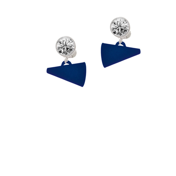 Acrylic 3/4" Navy Megaphone Crystal Clip On Earrings Image 2