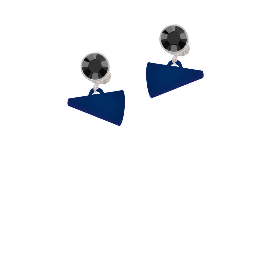 Acrylic 3/4" Navy Megaphone Crystal Clip On Earrings Image 3