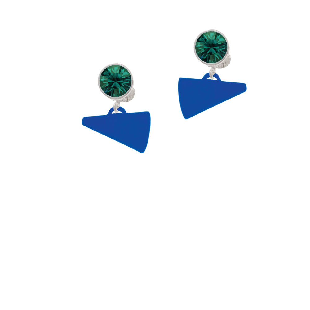 Acrylic 3/4" Royal Blue Megaphone Crystal Clip On Earrings Image 6