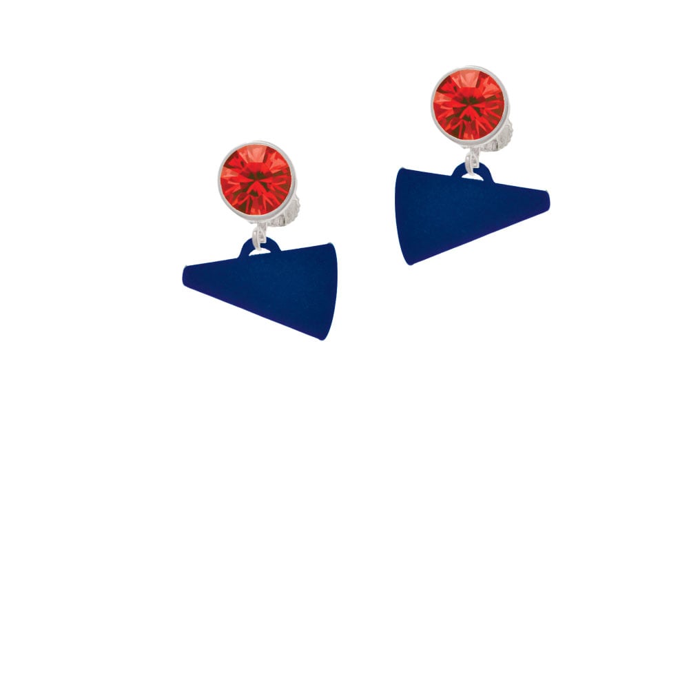 Acrylic 3/4" Navy Megaphone Crystal Clip On Earrings Image 4