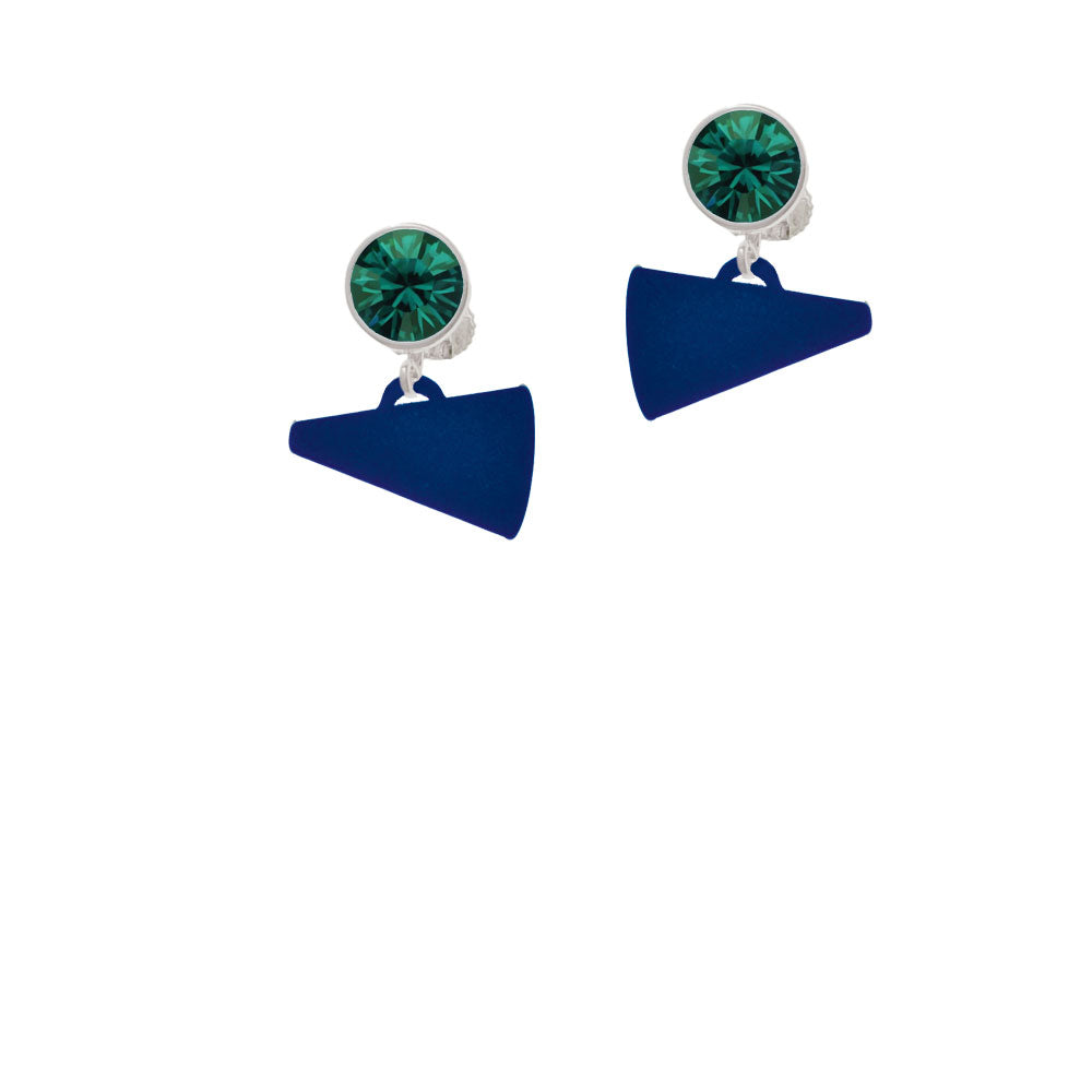 Acrylic 3/4" Navy Megaphone Crystal Clip On Earrings Image 6