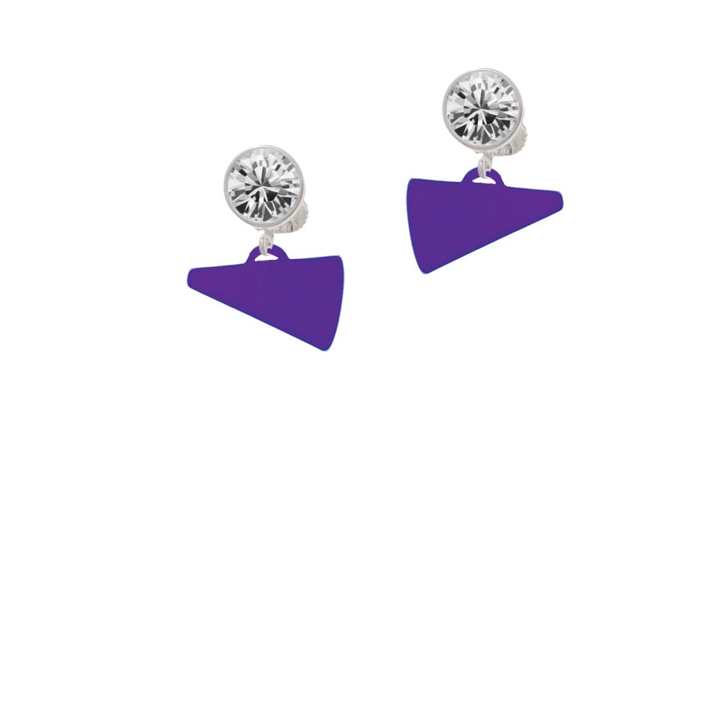 Acrylic 3/4" Purple Megaphone Crystal Clip On Earrings Image 2