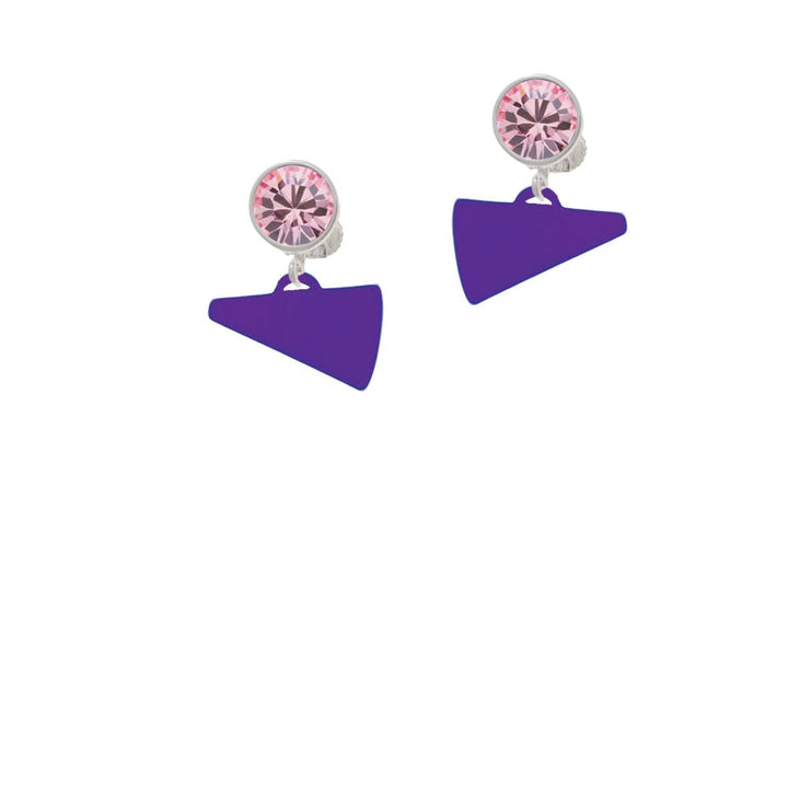 Acrylic 3/4" Purple Megaphone Crystal Clip On Earrings Image 4