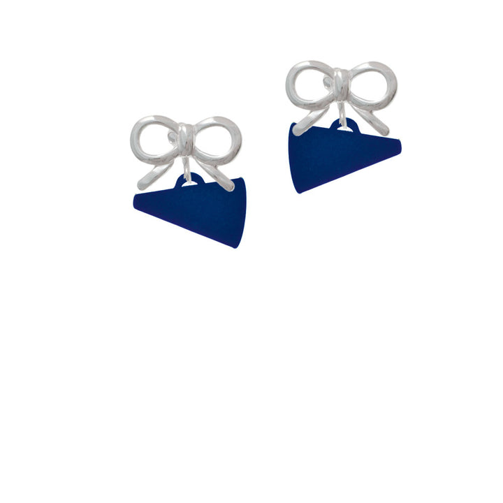 Acrylic 3/4" Navy Megaphone Crystal Clip On Earrings Image 9