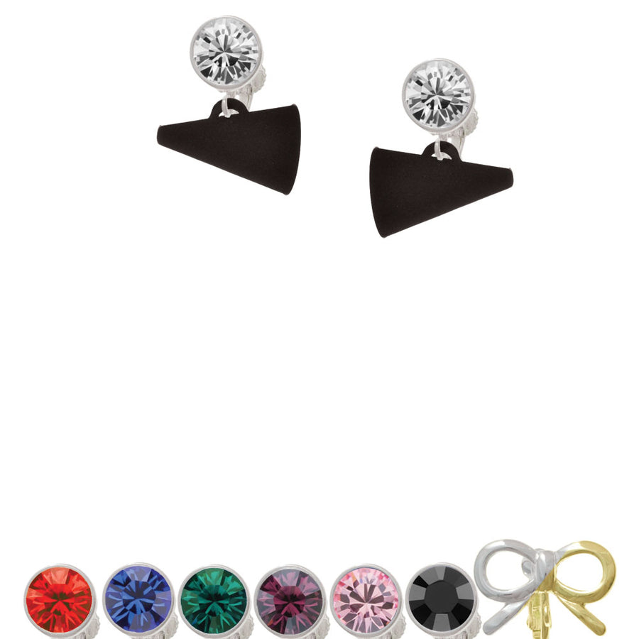 Acrylic 3/4" Black Megaphone Crystal Clip On Earrings Image 1